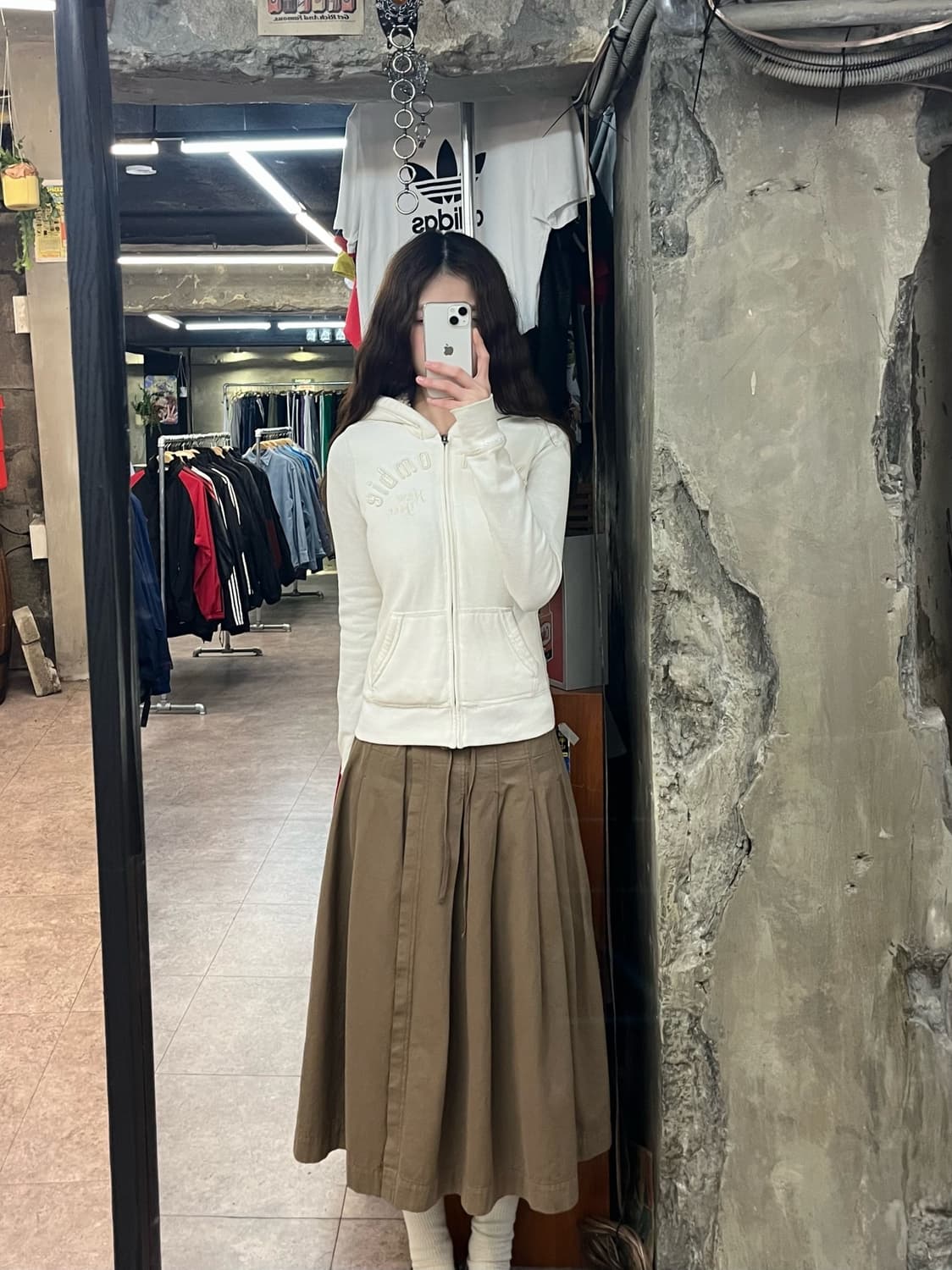 아베크롬비 양털 후드집업 화이트 키즈 L #csz2643 상품이미지2