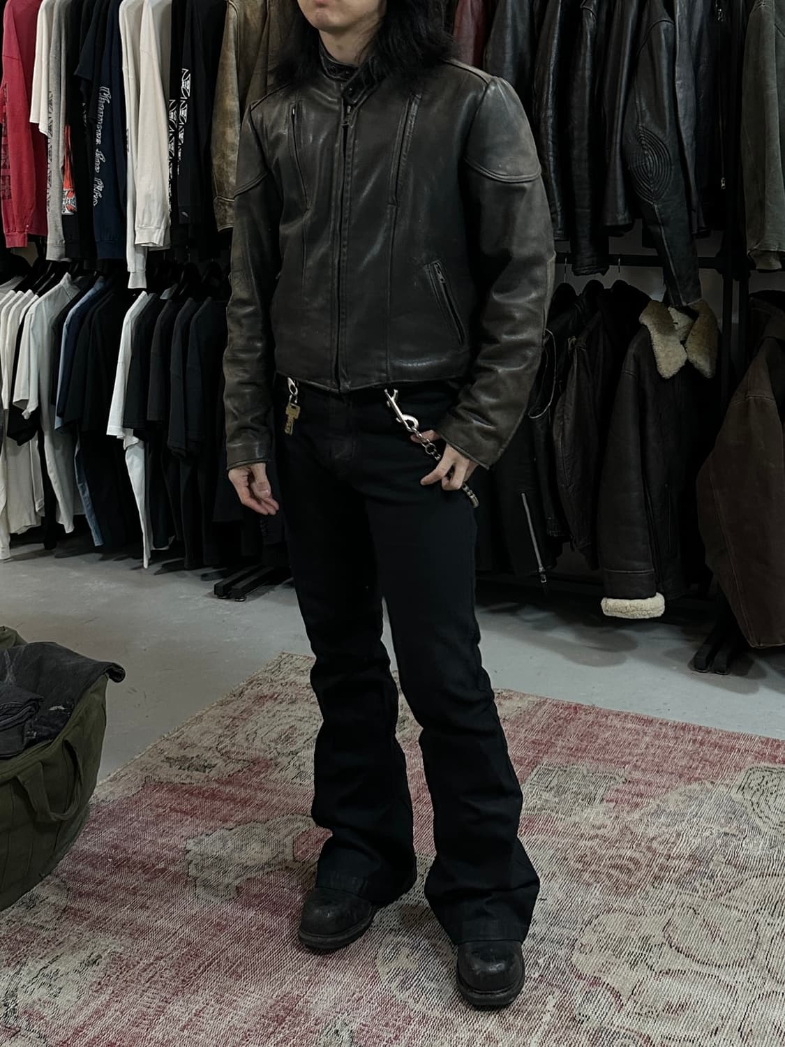 90's USA Made 크롭 레더 자켓 빈티지 라이더 자켓 상품이미지10