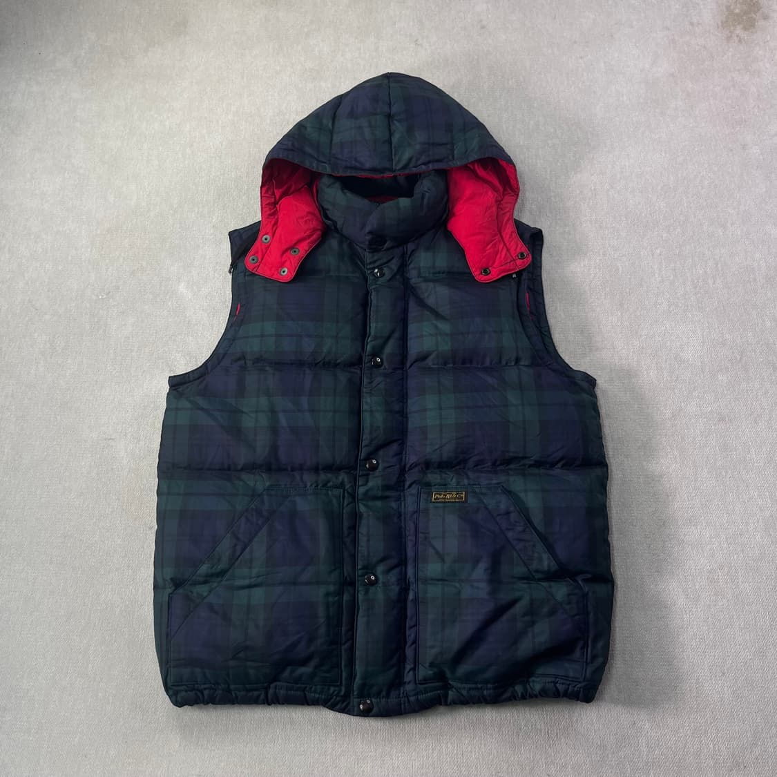 100 폴로랄프로렌 체크 패턴 덕다운 조끼패딩 상품이미지1