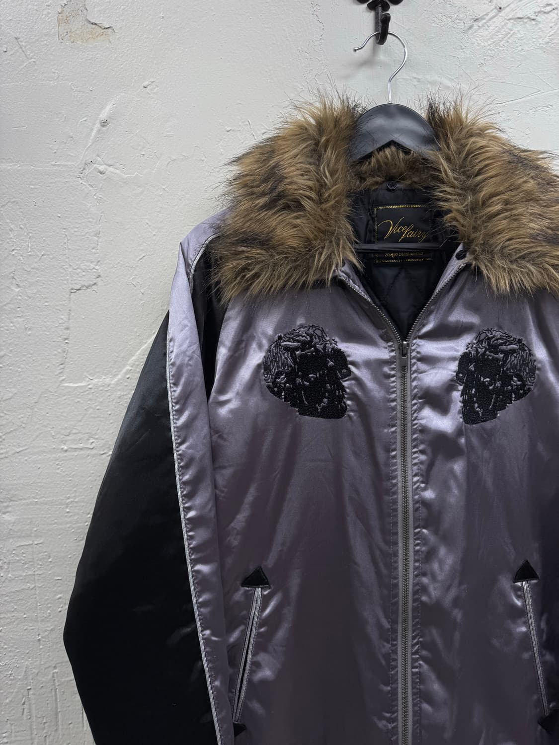 Vice fairy trimming fur satin jacket 상품이미지3