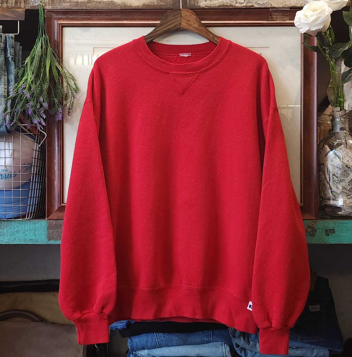 90s 빈티지 러셀 스웻셔츠 러셀 블랭크 레드 플레인 스웻셔츠 xl 상품이미지1