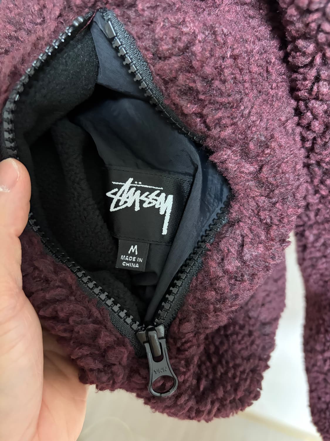 (M) 스투시 쉐르파 리버시블 자켓 버건디 새상품 상품이미지6