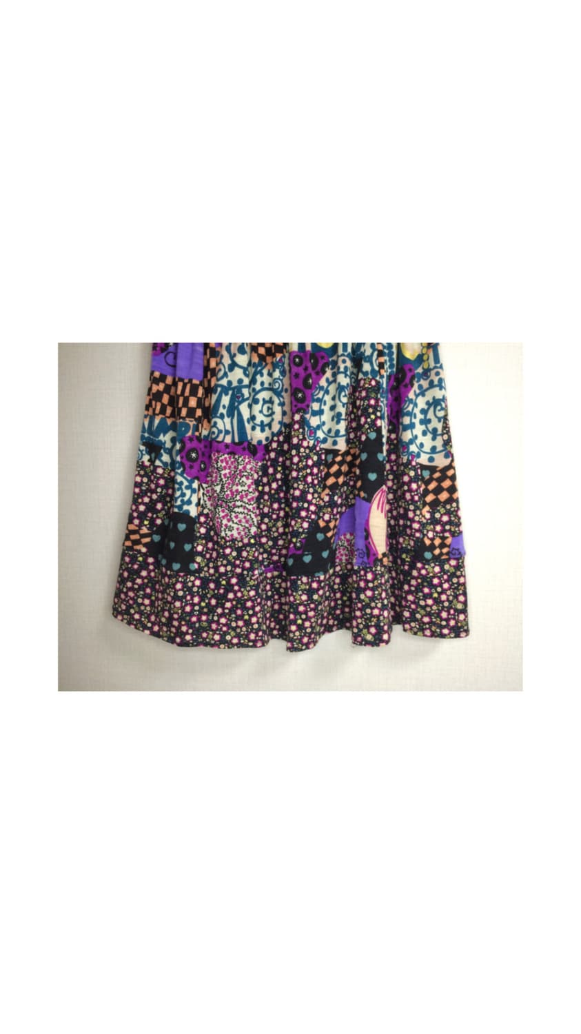 츠모리치사토 에스닉 패치 퍼플 밴딩 미디 스커트 상품이미지2