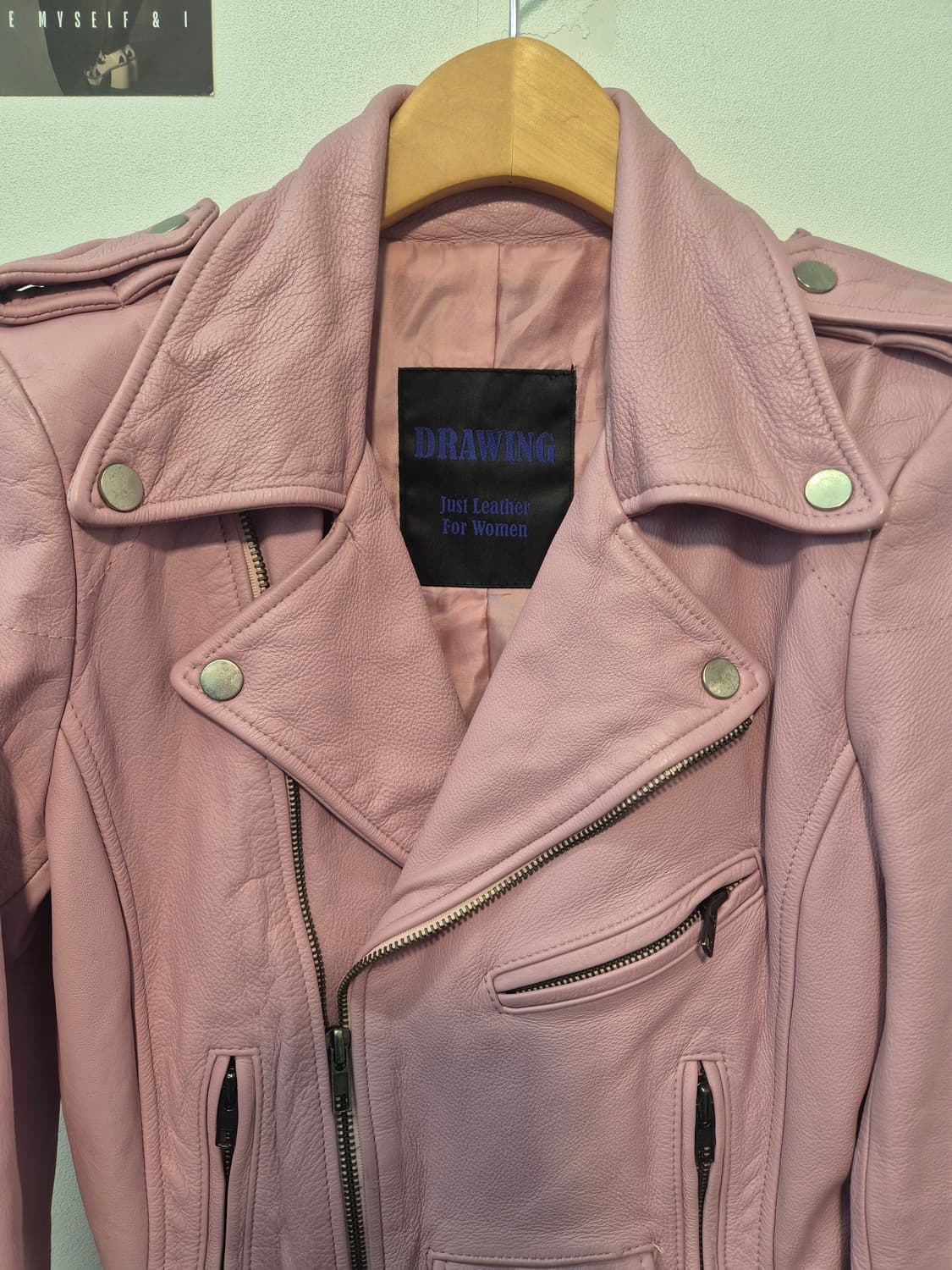 DRAWING  핑크색 양가죽 라이더 자켓 66
사이즈  상품이미지2