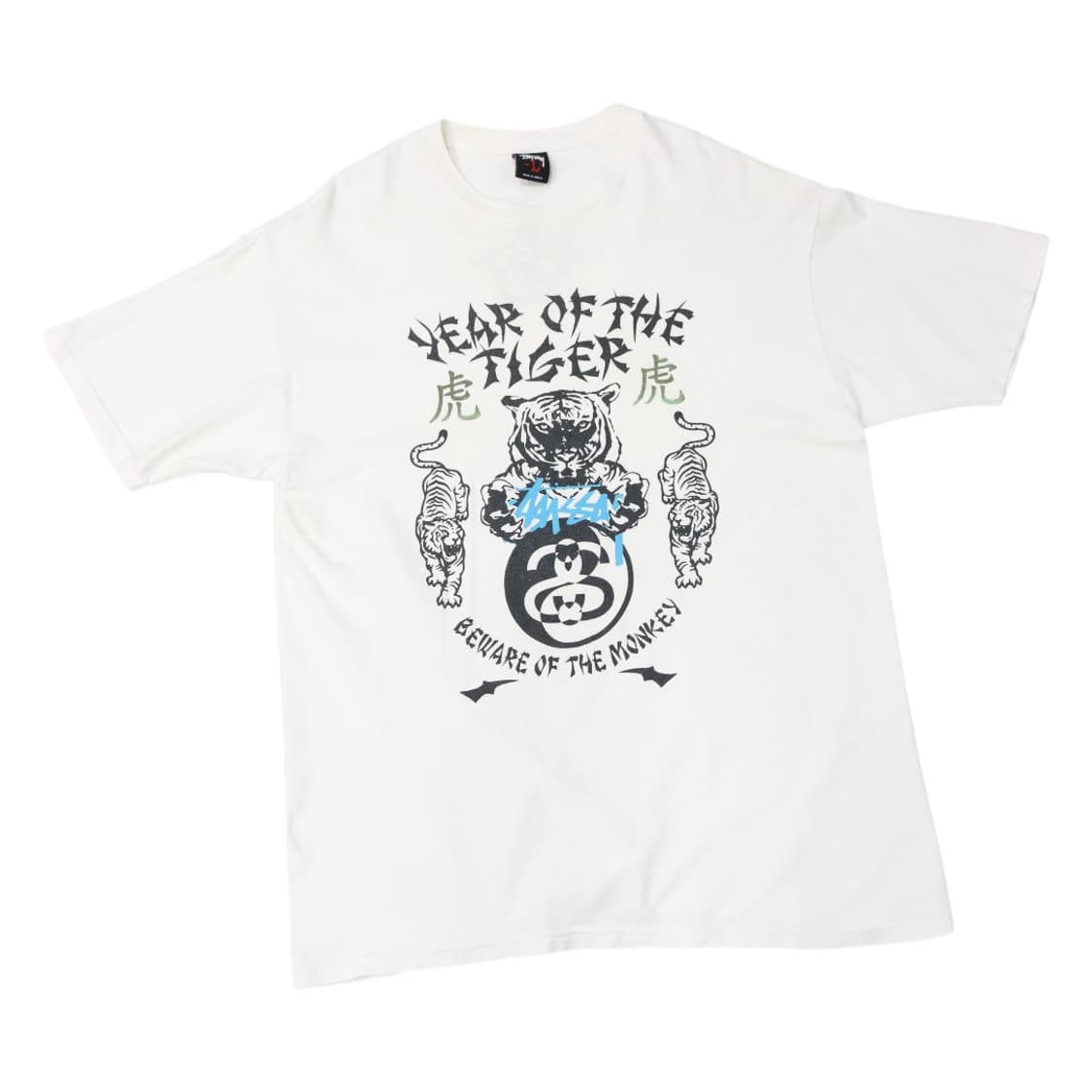 Stussy 스투시 빈티지  타이거 그래픽 화이트 반팔 상품이미지1