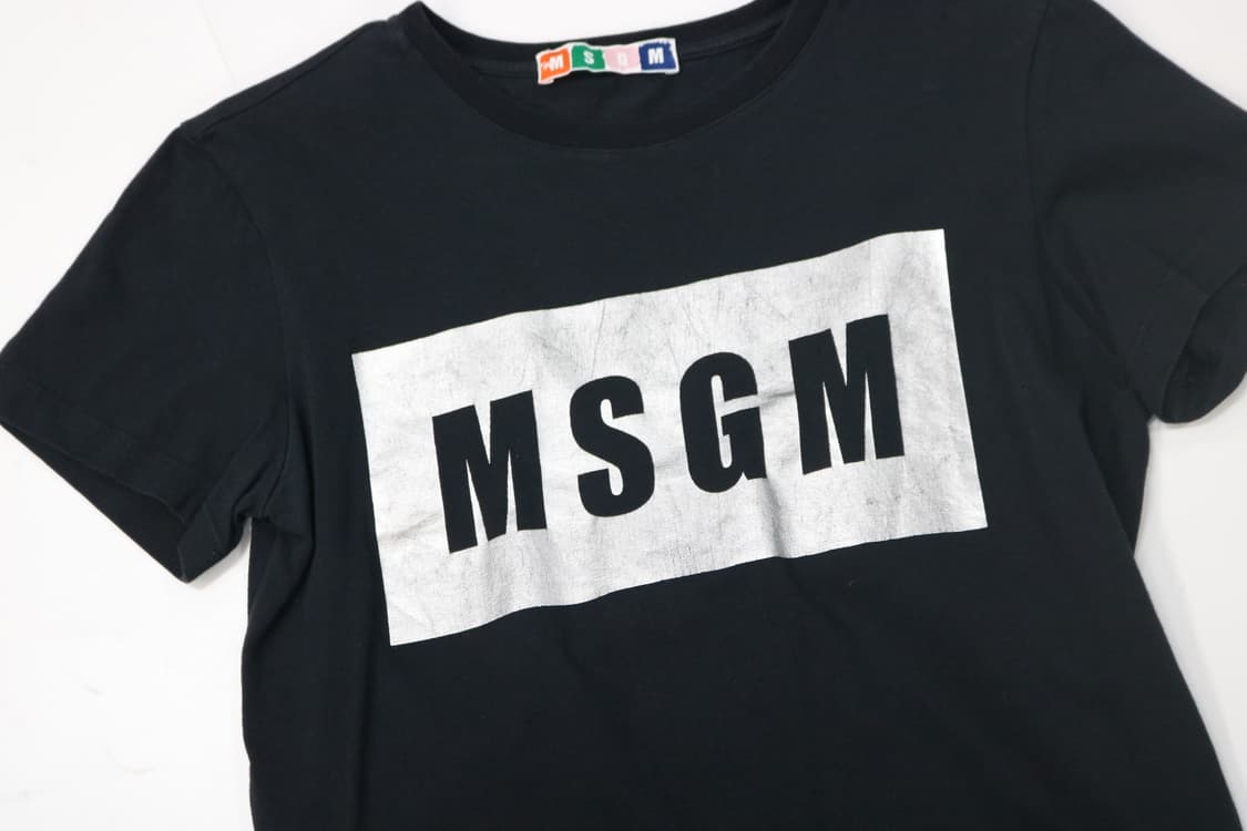 MSGM 엠에스지엠 실버 박스로고 블랙 반팔 티셔츠 (XS) 상품이미지4