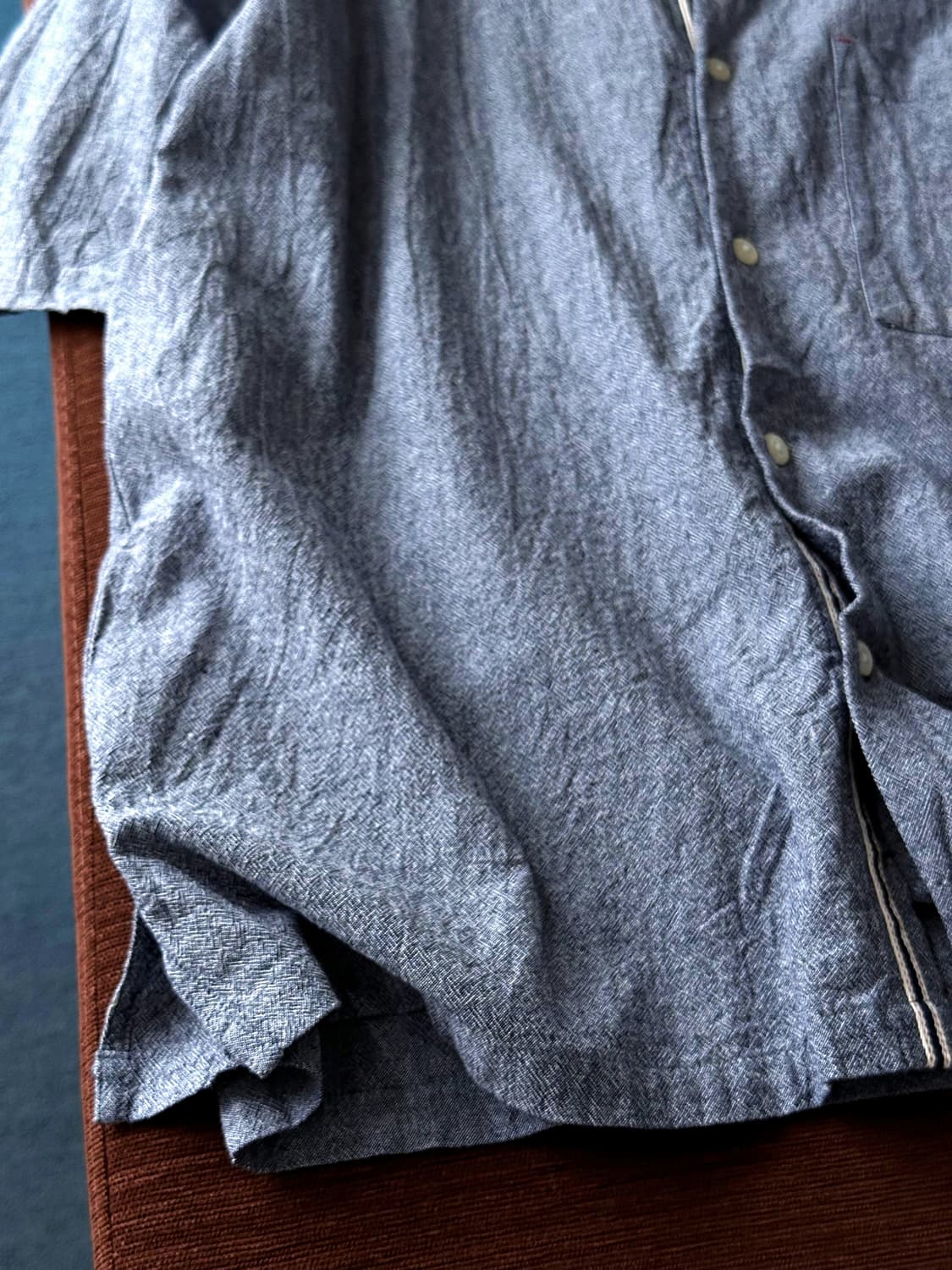 Natural cotton woven fabric H/S shirt 상품이미지3