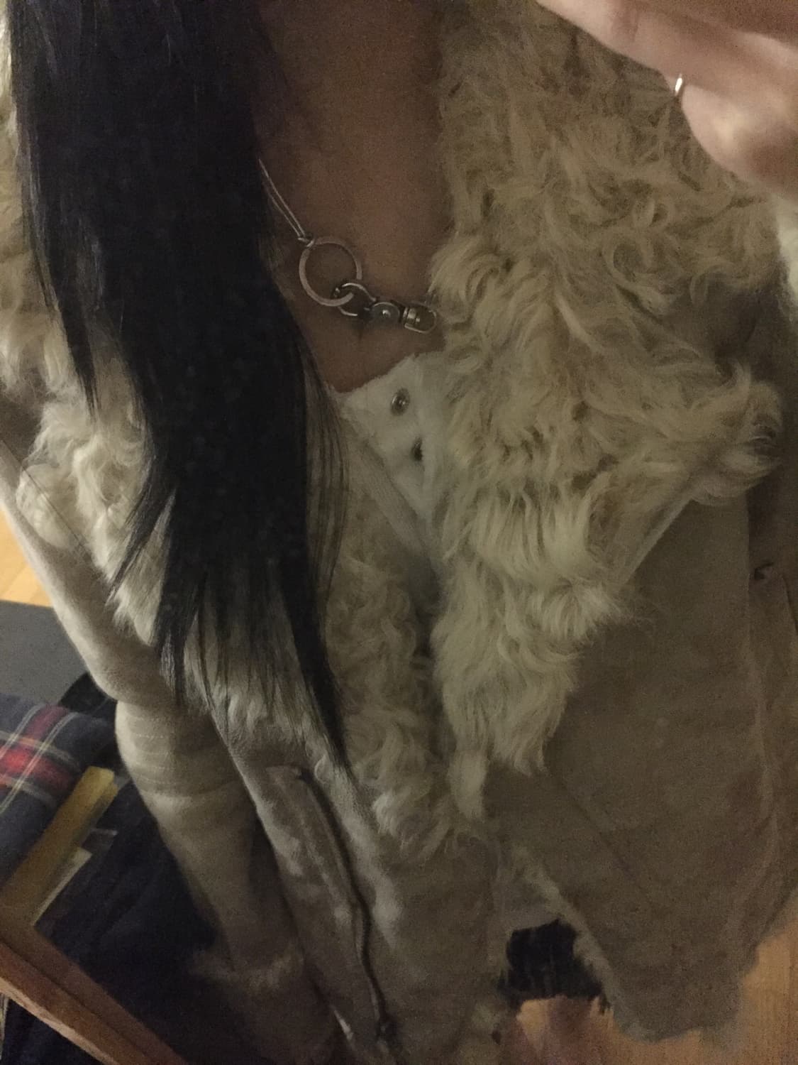 베이지 빈티지 스터드 무스탕 상품이미지3