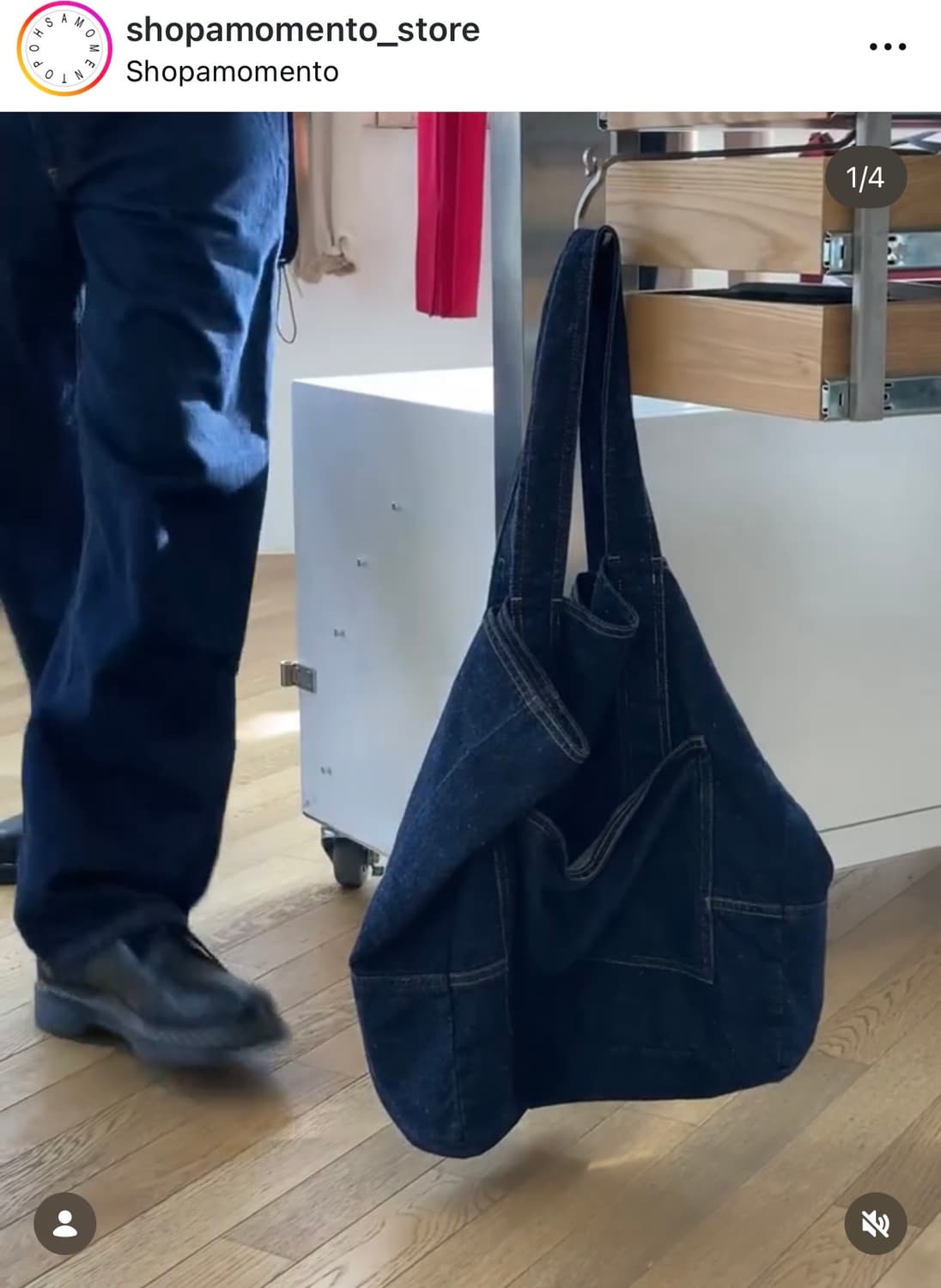 베이스레인지 인디고 데님 에코백 가방 상품이미지4