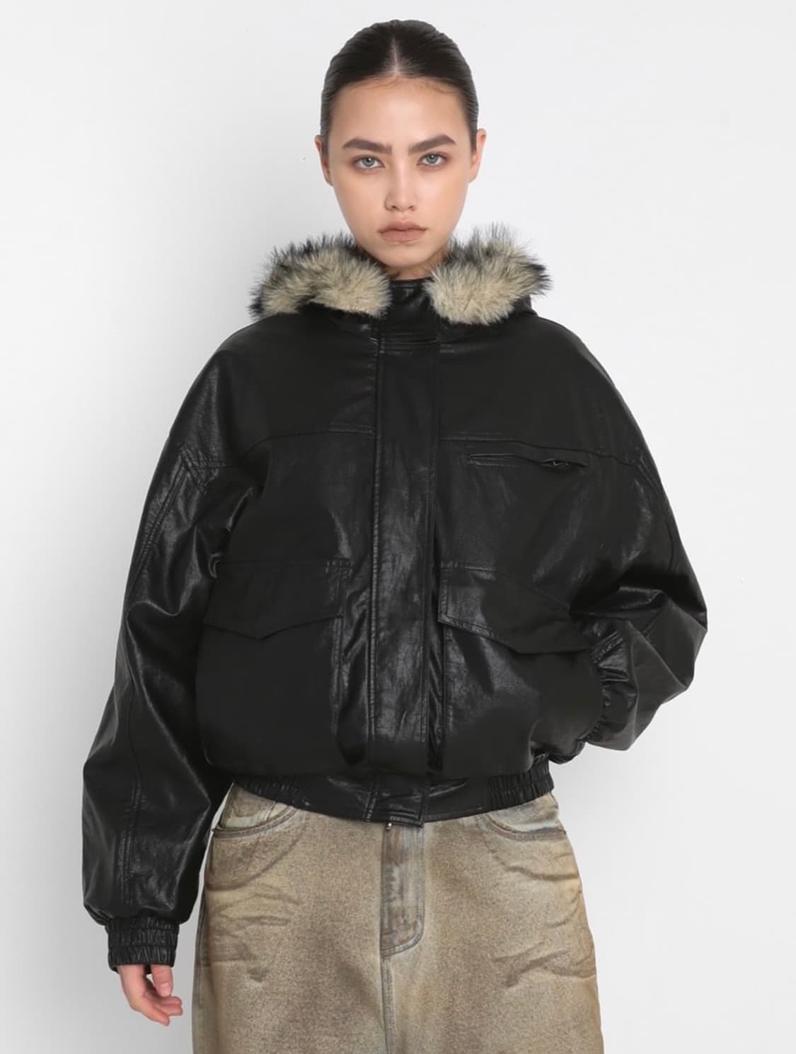 샌드릭 퍼 자켓 라이트옐로우 상품이미지1