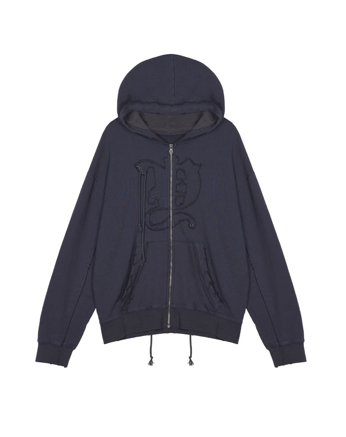 Yeel BACK TIE DETAIL ZIP-UP DARK GREY 상품이미지1
