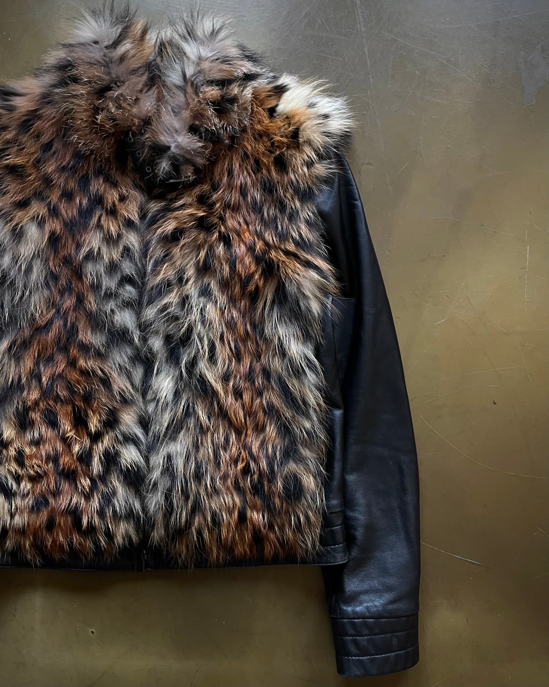 Real Leopard Raccoon Fur Lambskin Jacket 상품이미지4