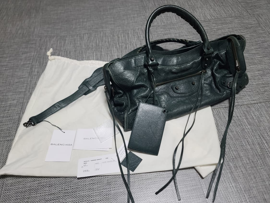 발렌시아가 모터백 시티백 미디움 다크그린 진녹색 숄더백 토트백 상품이미지7