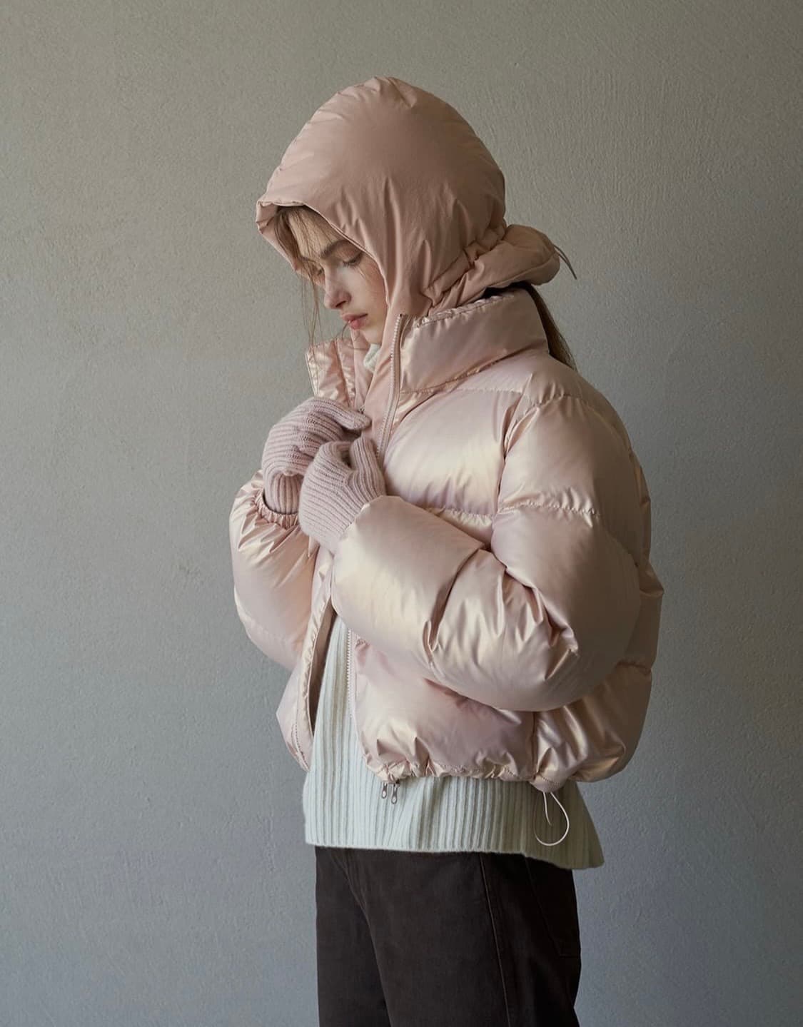 라퍼지 포 우먼 핑크 크롭 패딩 XS 상품이미지1