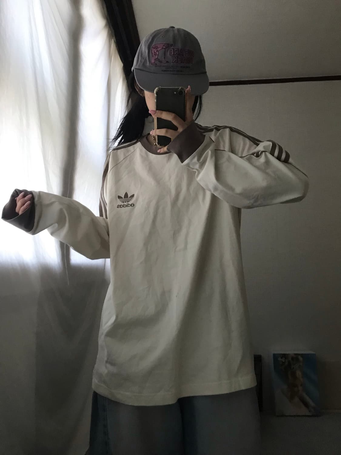 아디다스 크림브라운 삼선 롱슬리브 상품이미지5