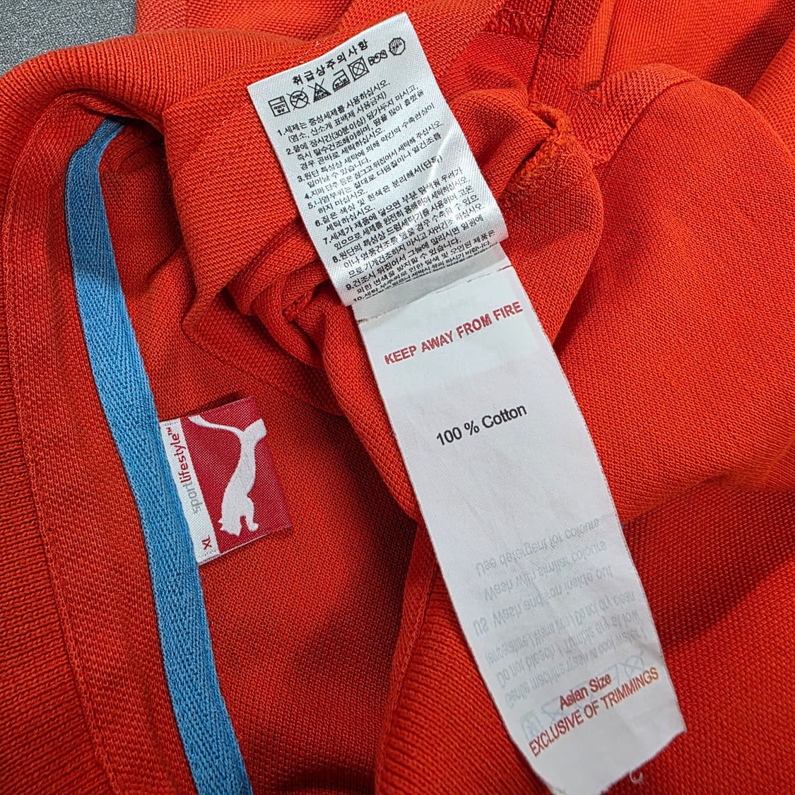XL 푸마 오렌지 배색 반팔 카라티셔츠 상품이미지3