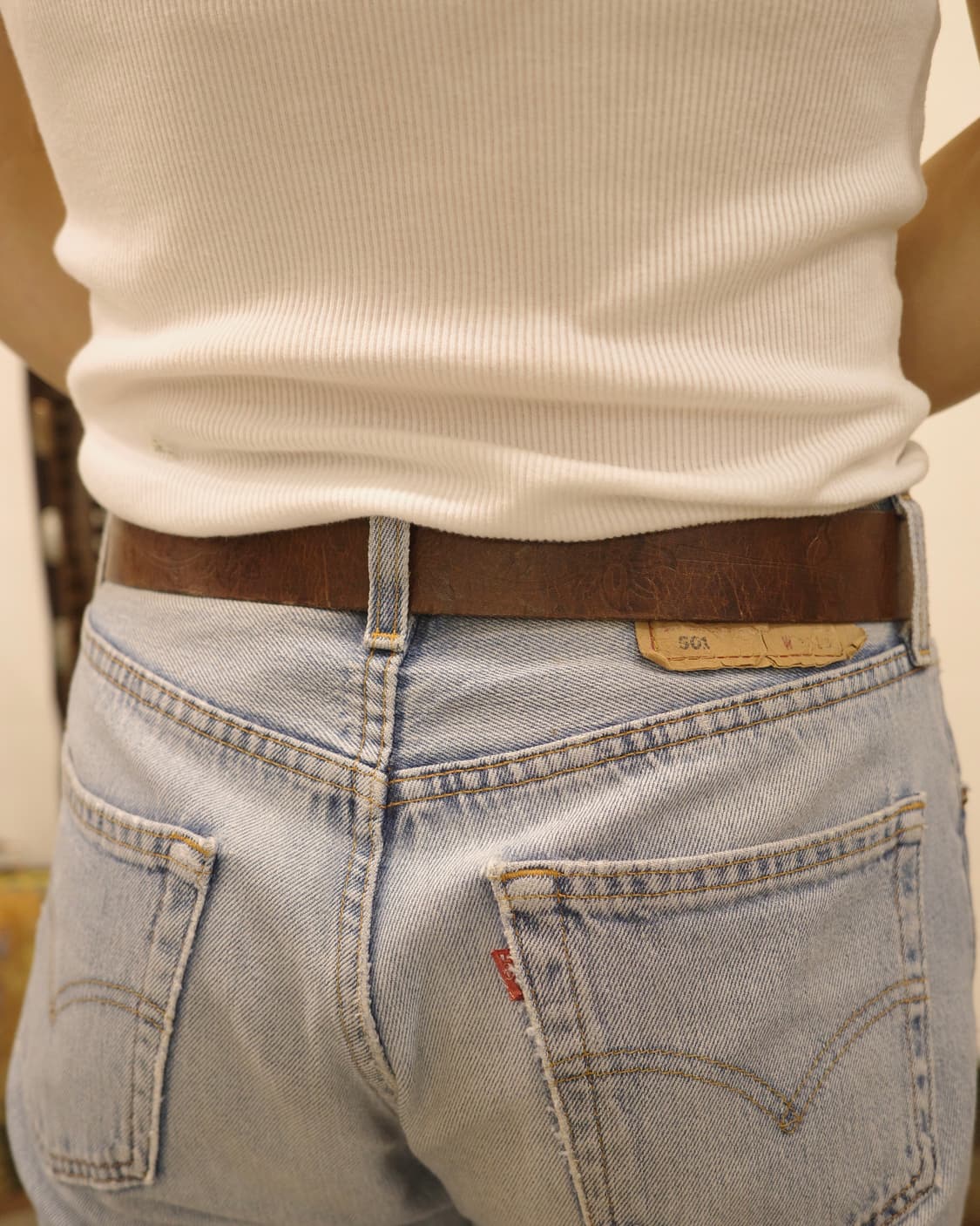 vintage flower leather belt 상품이미지6