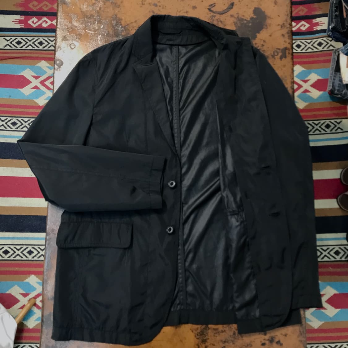 일본 빈티지 블랙 투버튼 폴리 블레이저 남성 102 105 여성 오버핏 상품이미지4