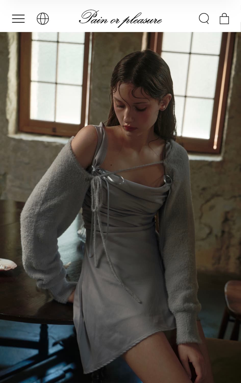 페인오어플레져 페탈 볼레로 가디건 그레이 상품이미지3