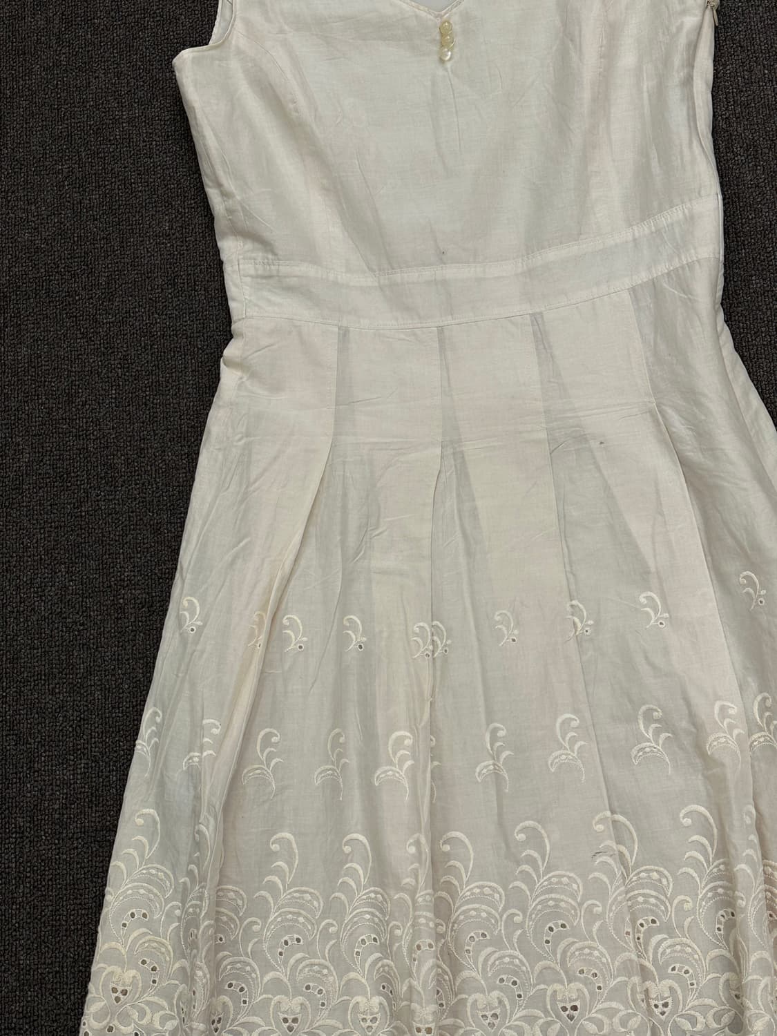 OS)Japanese vintage v넥 펀칭 아이보리 나시 원피스 상품이미지4