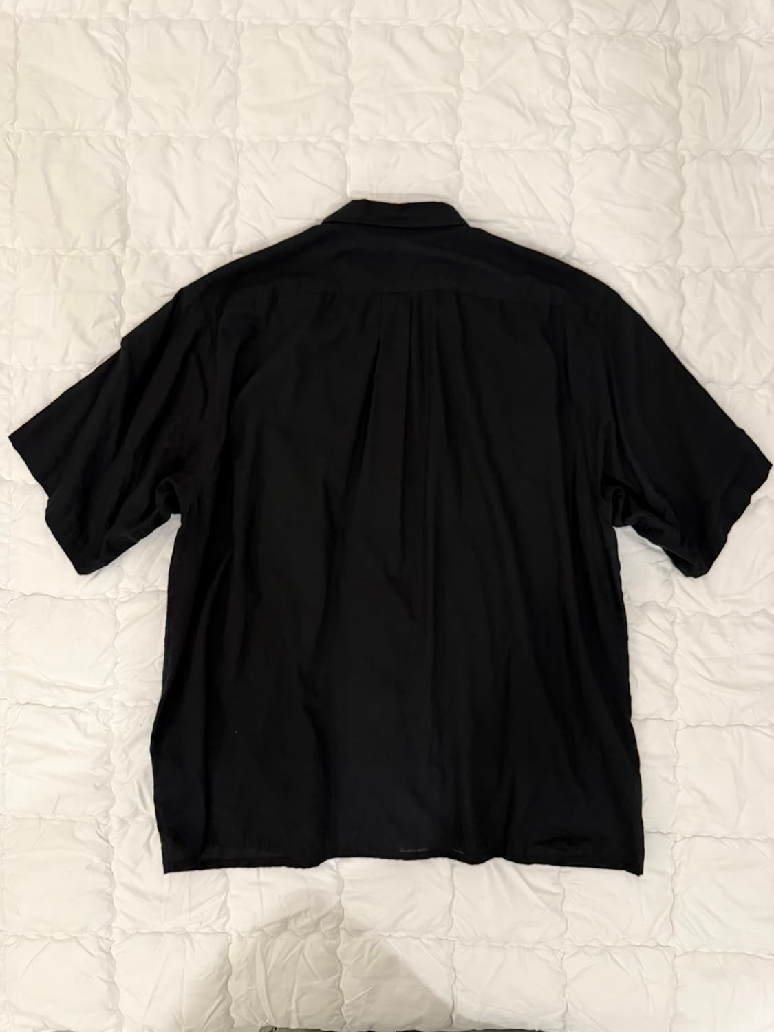 코모리 카디코튼 오픈카라 반팔셔츠 블랙 상품이미지2