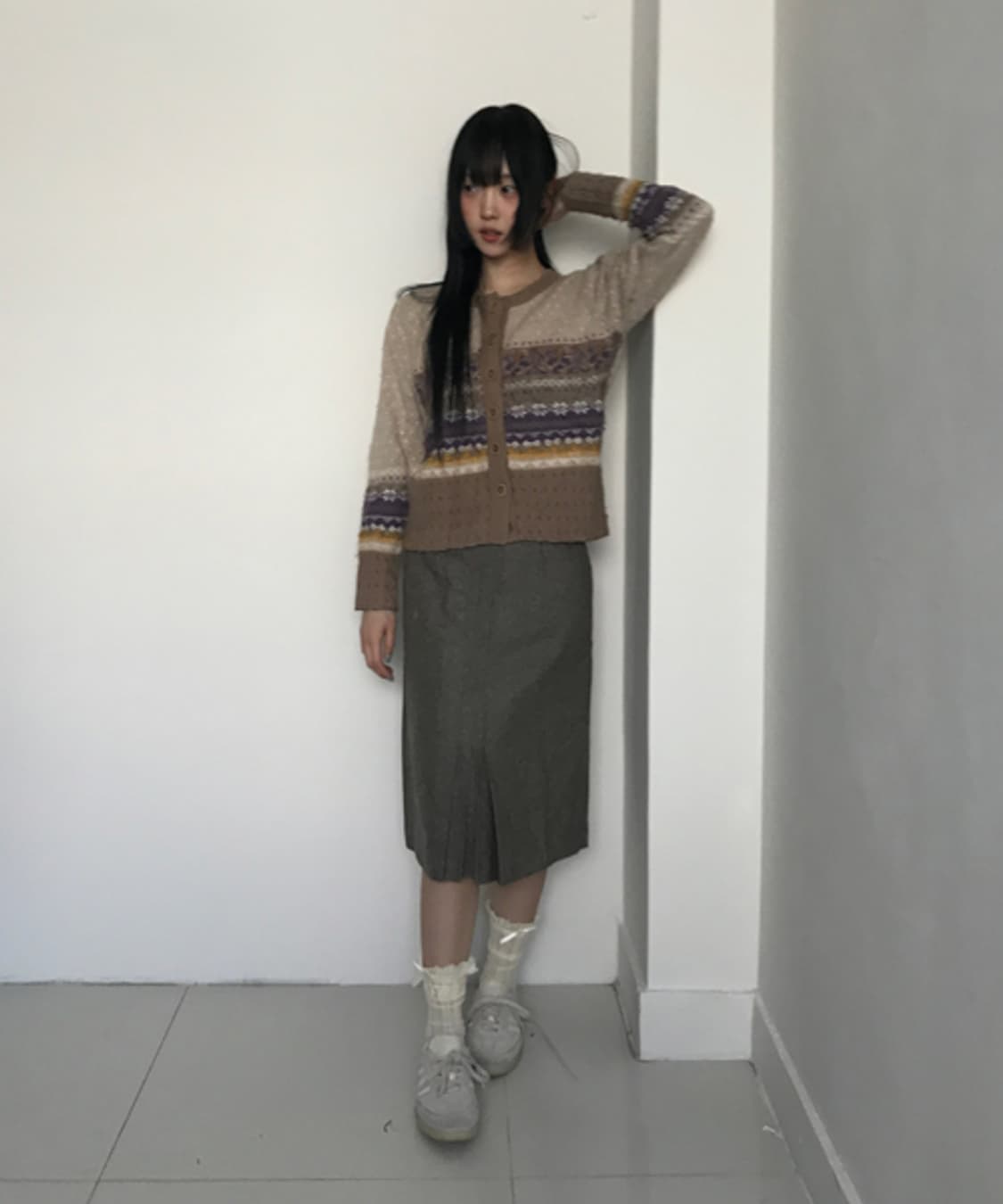 (Vintage)Classic check pleats skirt 상품이미지1