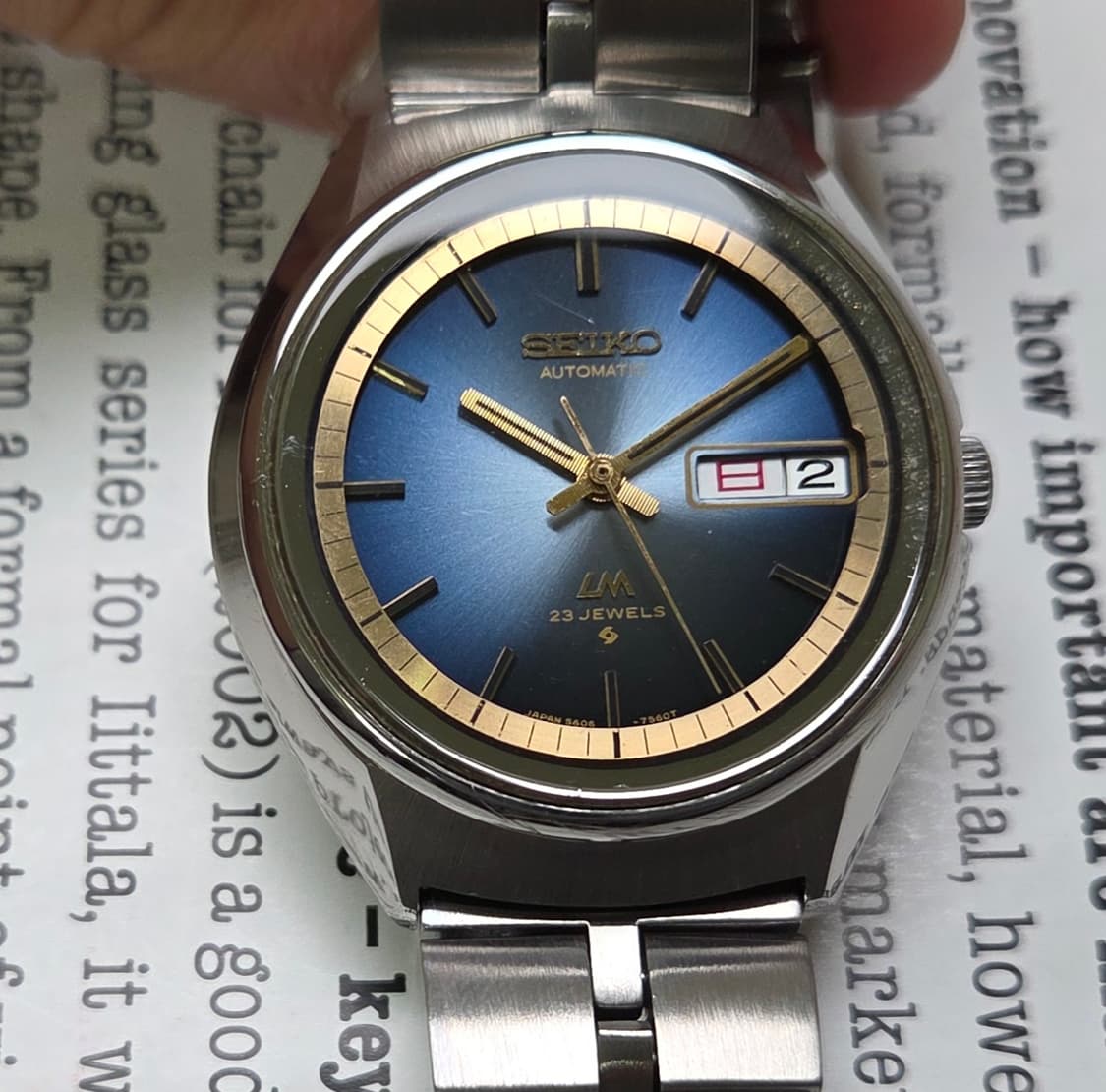 레어] 빈티지 세이코 LM로드매틱 순정 블루그라데이션 한자 데이데이트 상품이미지1