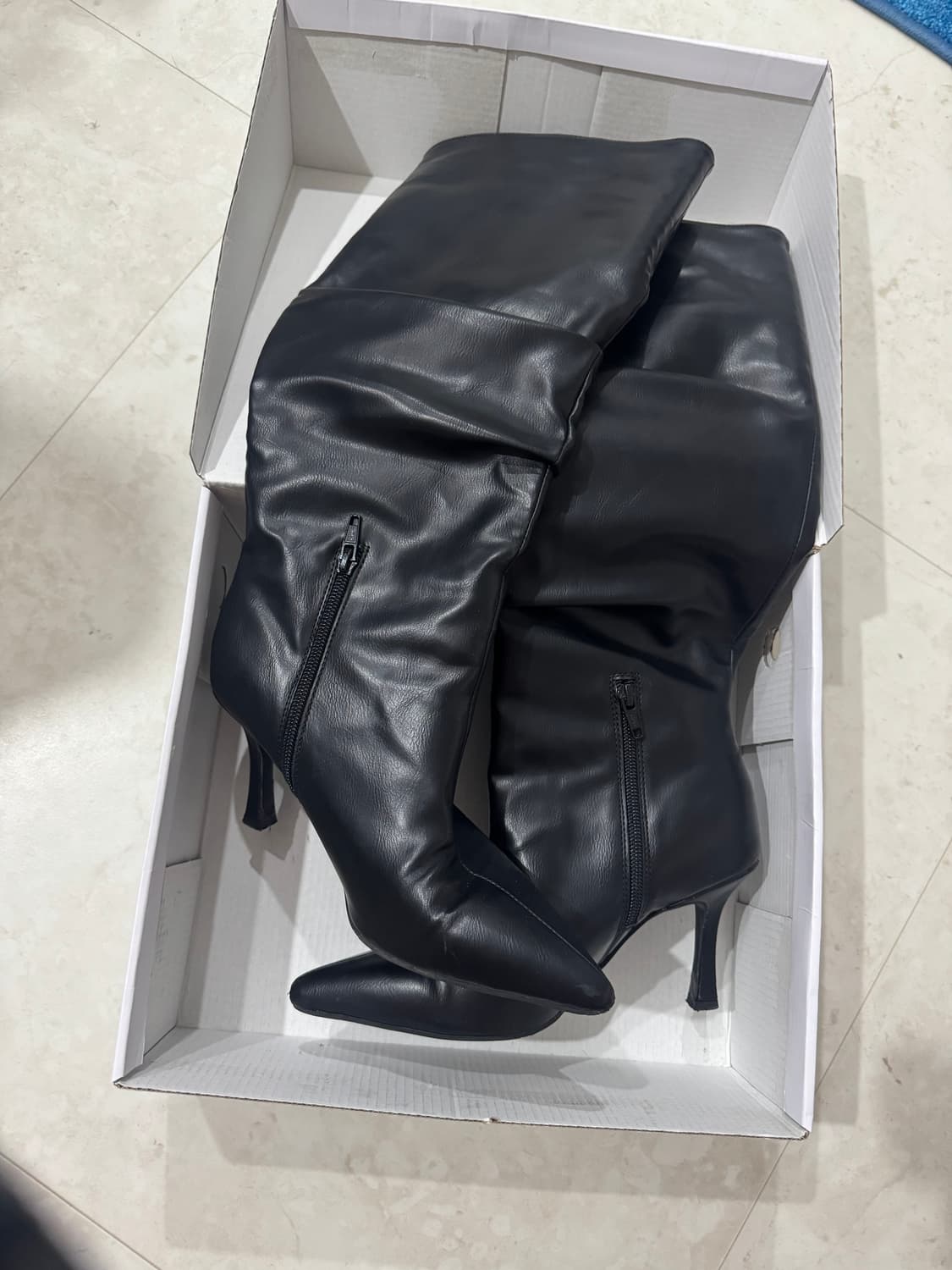 블랙 버튼 롱 부츠 힐 245 상품이미지2