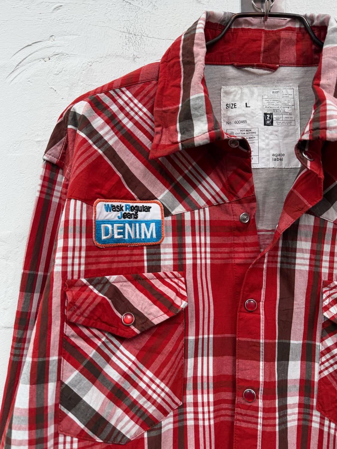 Japanese Vintage 웨스턴 카우보이 카라 와이어 체크셔츠 L 상품이미지3