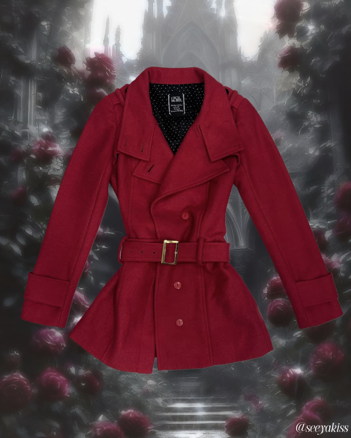 [세실맥비 전성기] 오사키나나의 매혹적인 로즈향수 버건디레드 코트 상품이미지1