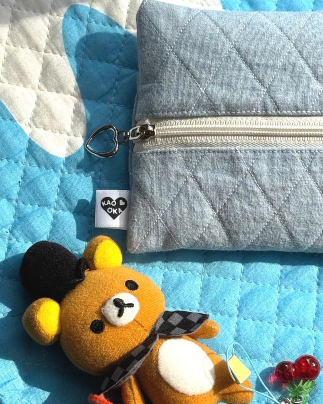 핸드메이드 빈티지 베어 단추 포인트 파우치 상품이미지3