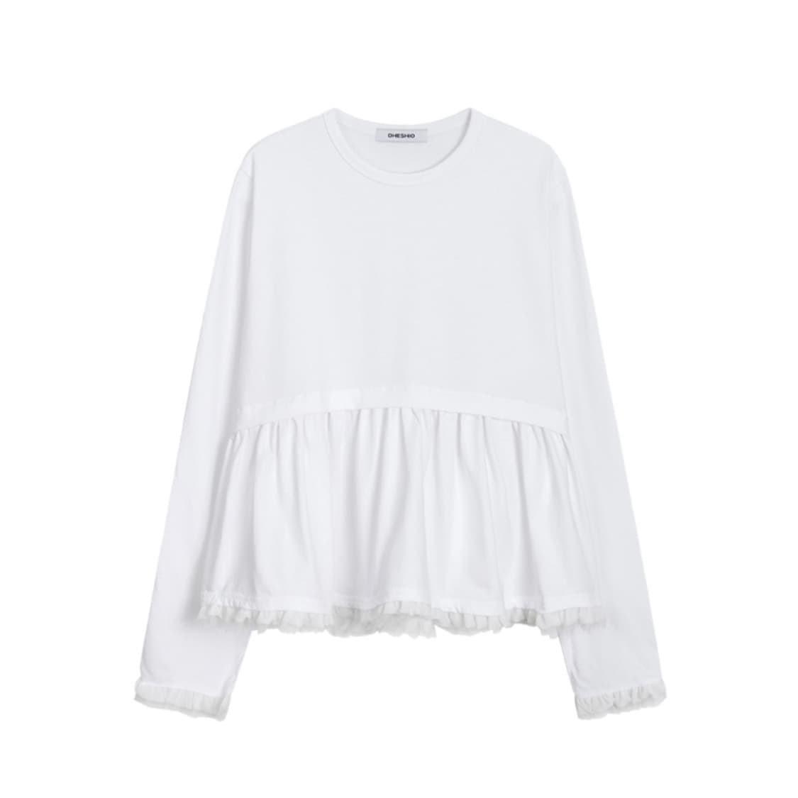 [블랙] 오헤시오 레이스프릴 롱 티셔츠 frill long t shirt 상품이미지1