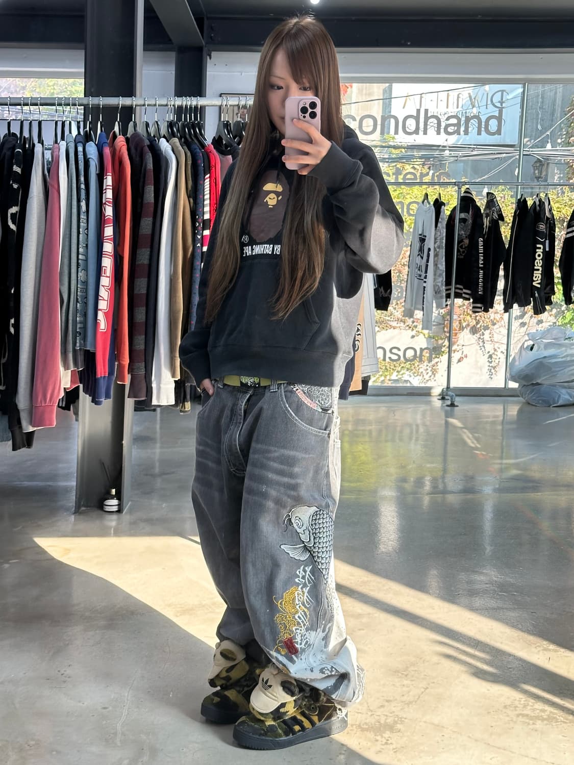 도그타운 오리엔탈 자수 흑청데님팬츠  상품이미지3