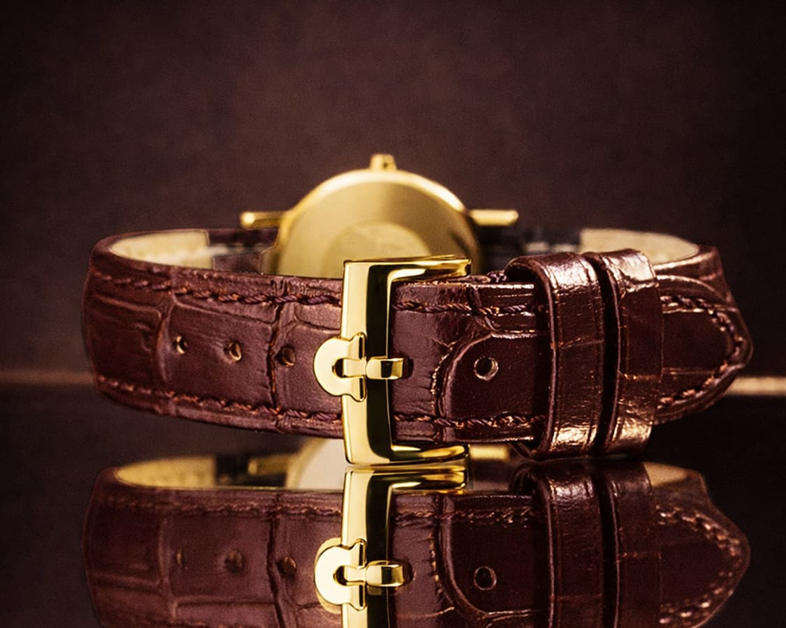 오메가 블루 로만 다이얼 18K 금 도금 남녀공용 쿼츠 시계 상품이미지7