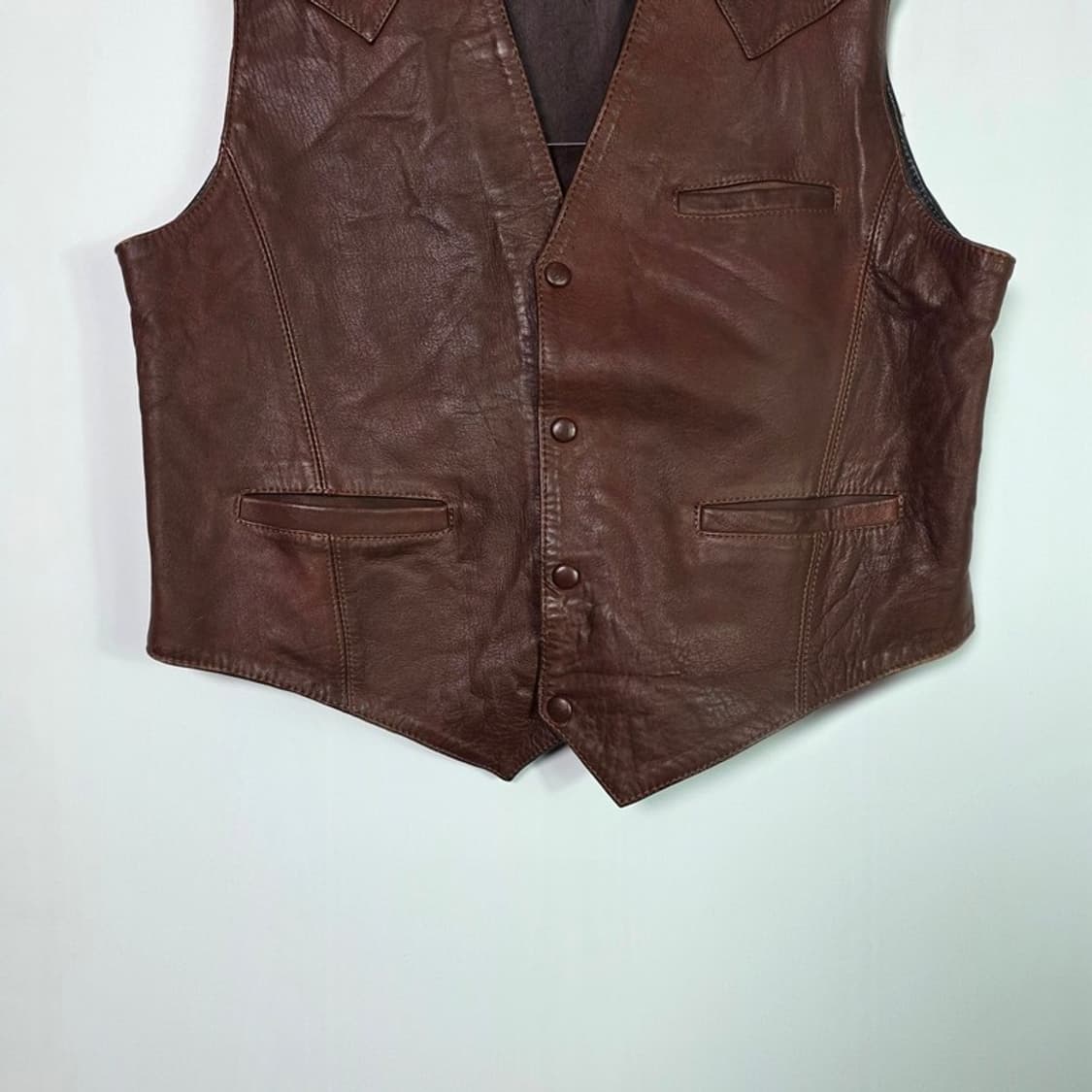 Vintage 리얼 램스킨 웨스턴 레더 베스트 M 상품이미지4