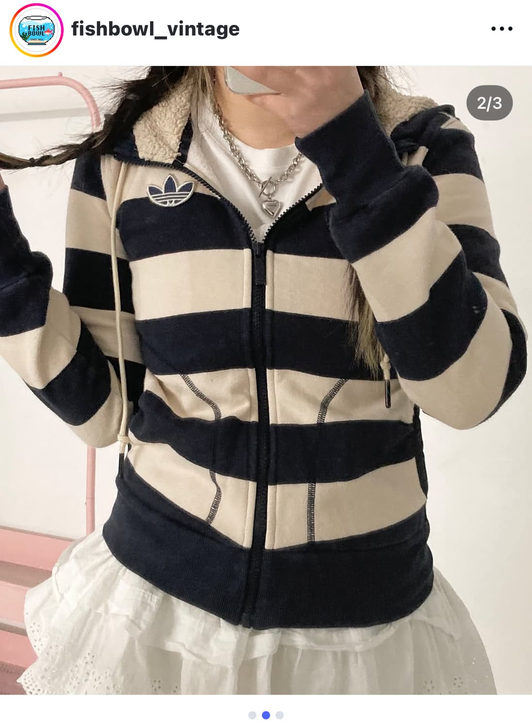 희귀 대장 어항빈티지 아디다스 네이비 스트라이프 후드집업 코지 너드  상품이미지2