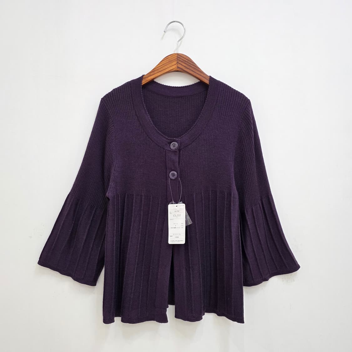 다크퍼플 울혼방 여리핏 7부 니트 가디건 상품이미지1