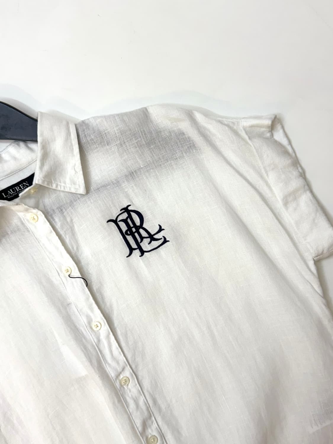 Lauren Ralph Lauren 화이트 린넨 숏 슬리브 셔츠 상품이미지1