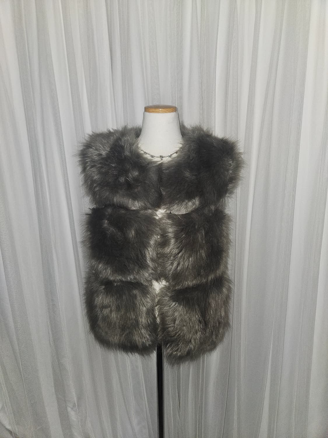 빈티지 히메 그레이 퍼 베스트 상품이미지2