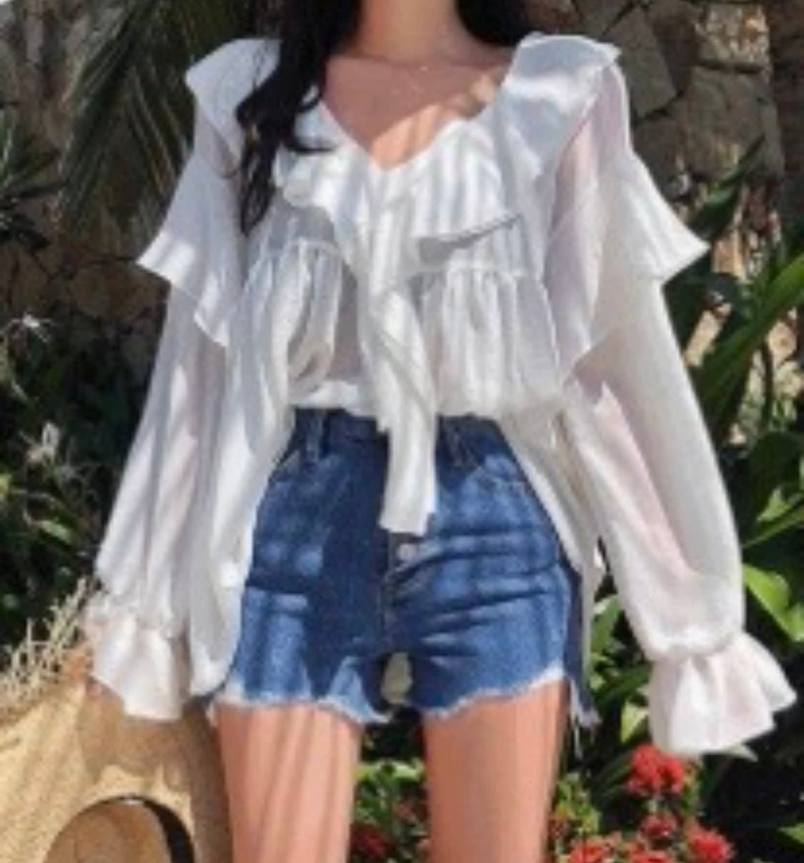 에이블리 쉬폰 프릴 러플 타이 블라우스 미니 원피스 상품이미지1