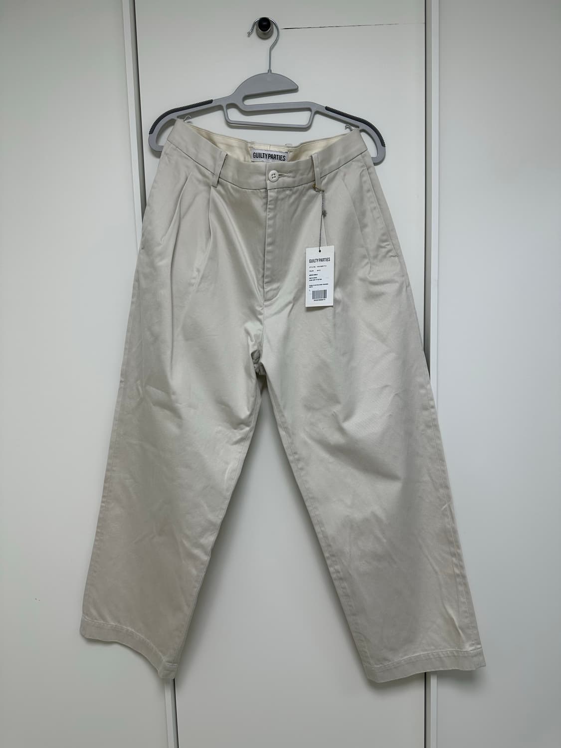 와코마리아 투턱 플리티드 치노 팬츠 L 상품이미지1