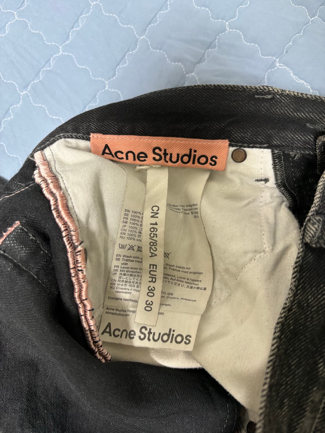 아크네 1996 스톤워시 블랙 스트레이트 진 30X30 상품이미지3