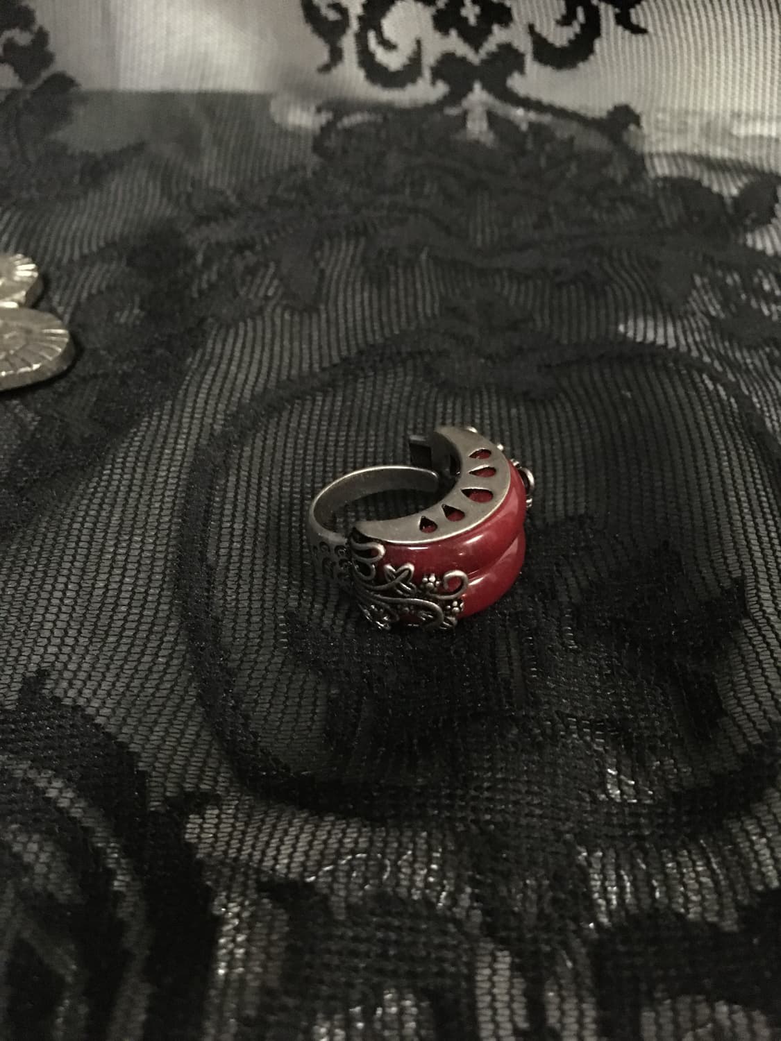 Vintage 핀터레스트 묵주 레드 오리엔탈 문양 오픈링 상품이미지5