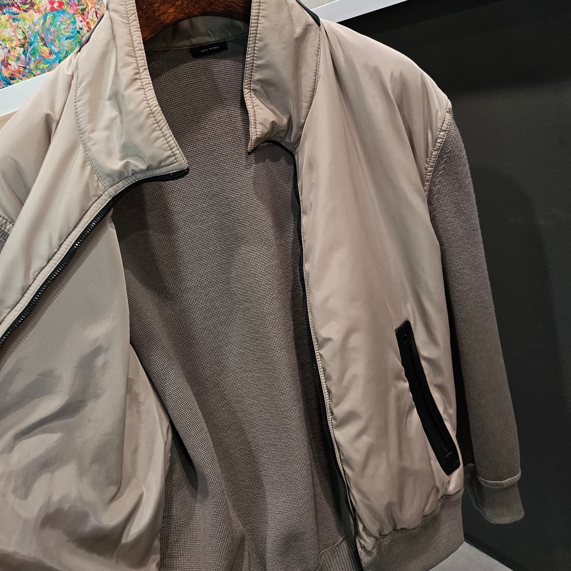 톰포드 나일론 레더 ZIP/트리밍 봄버 니트 자켓 상품이미지5