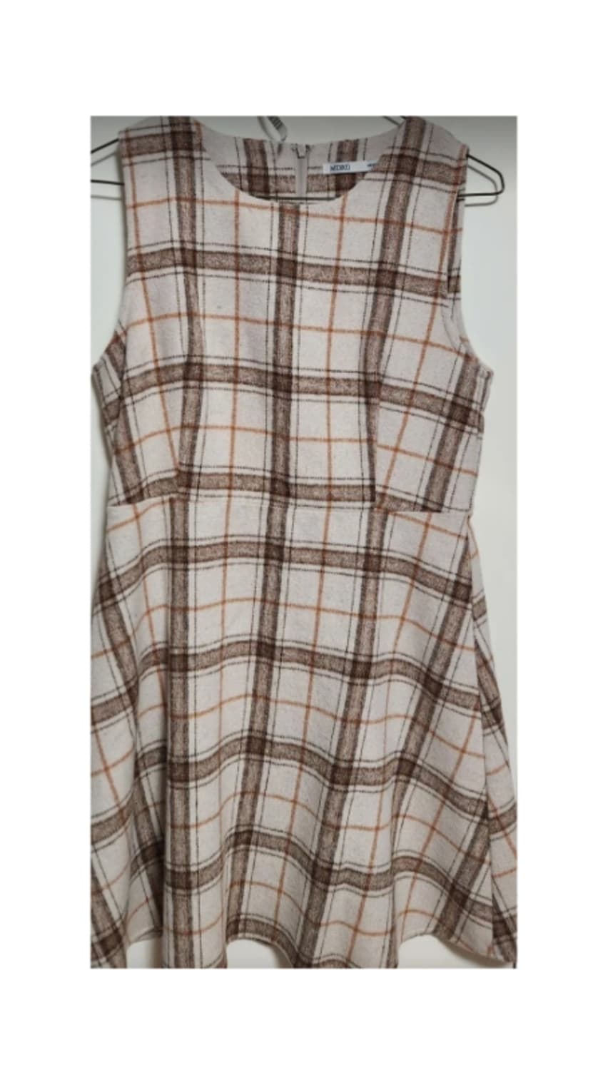 미쏘 베이지 체크 민소매 원피스(겨울) 상품이미지1