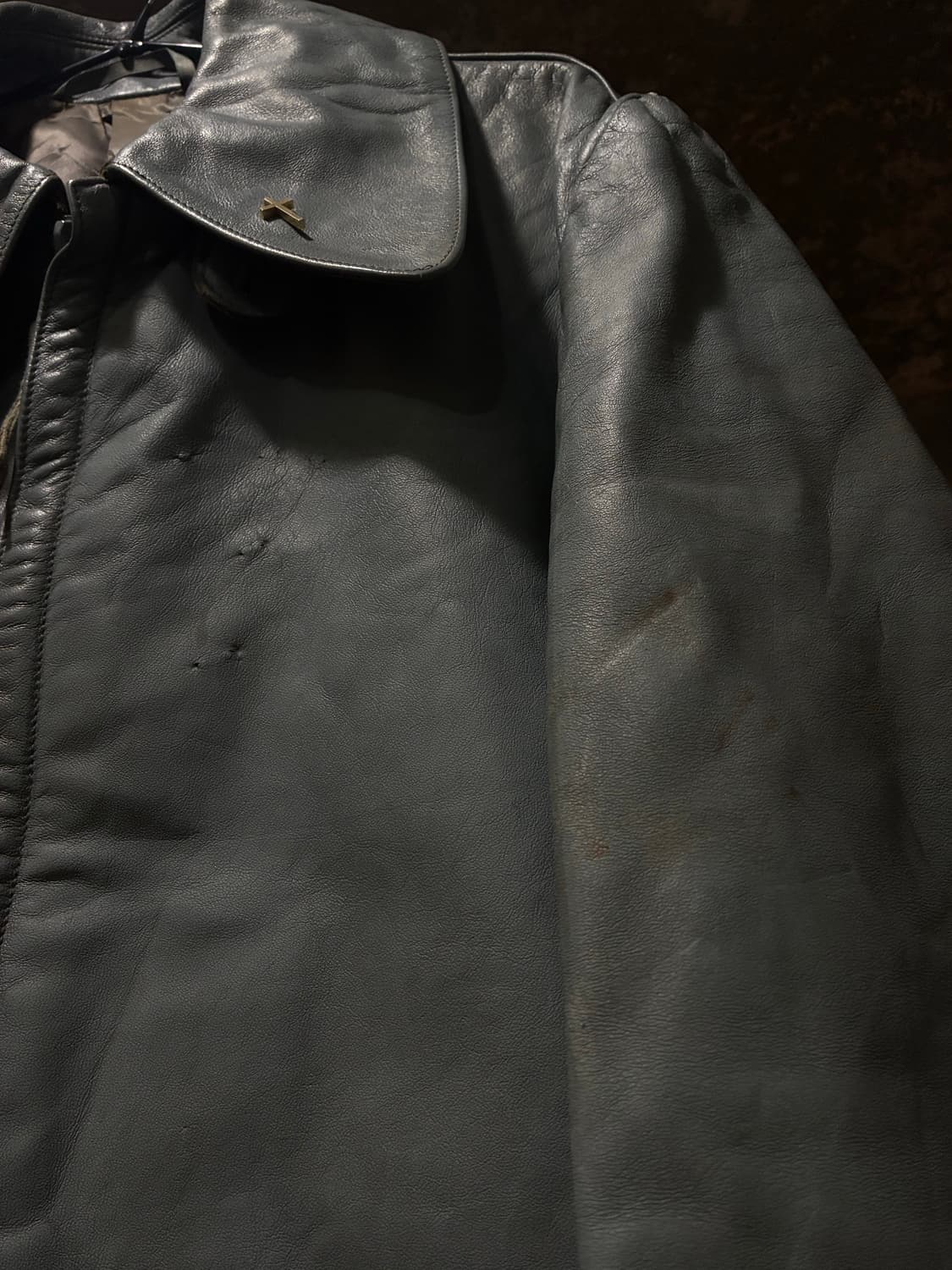 80s 독일군 서브마린 숏 레더 자켓 상품이미지3