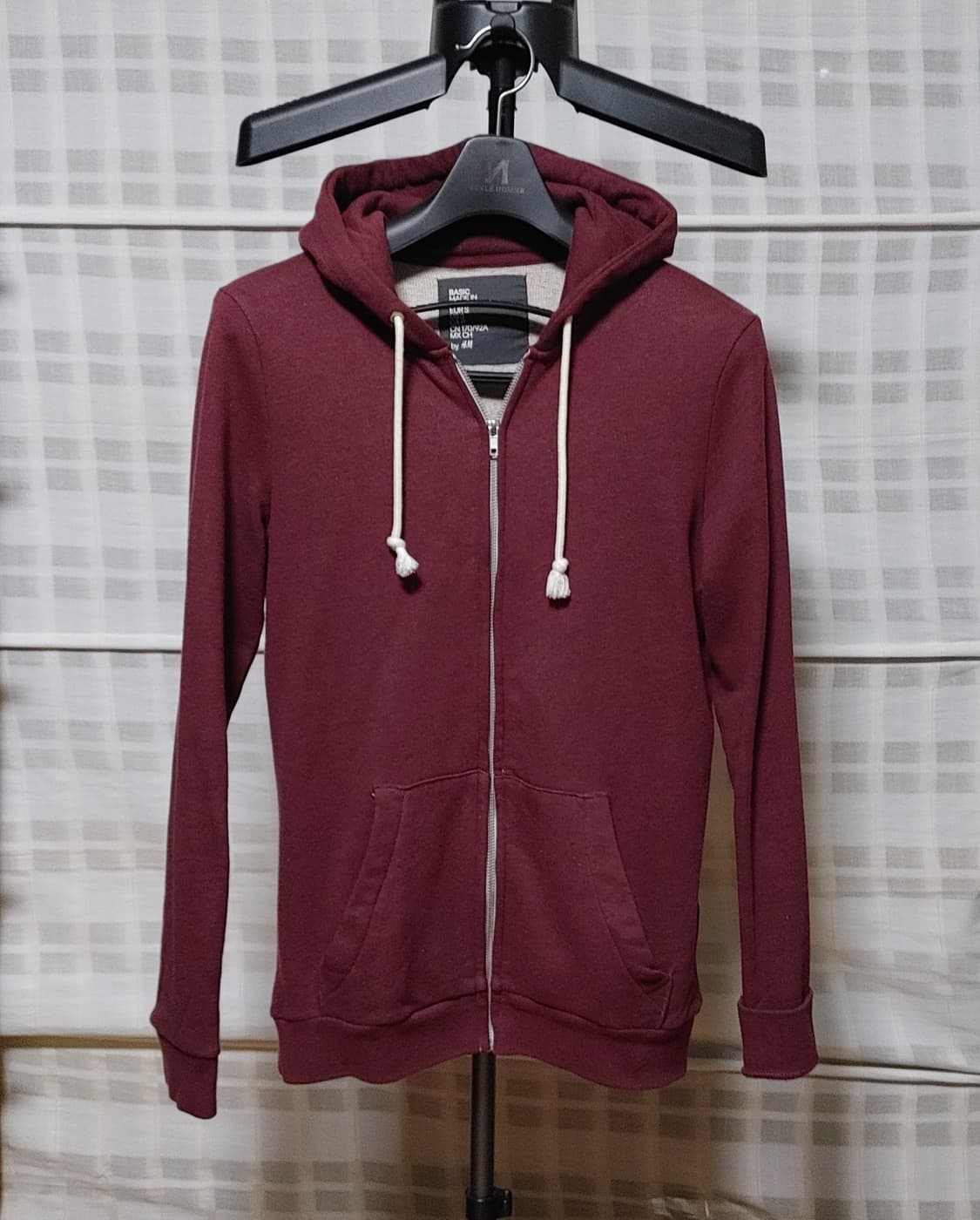 (H&M) 버건디 후드 집업 티셔츠 S (95) 상품이미지1