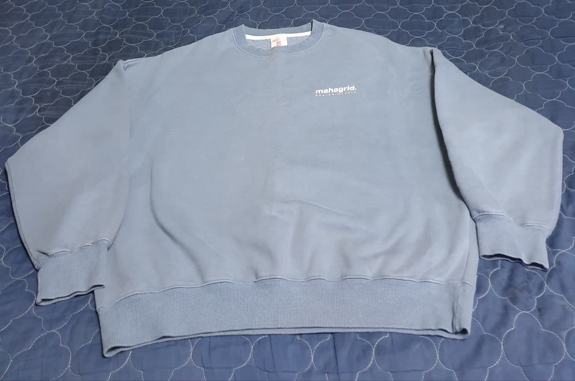 마하그리드 오버핏 기모 맨투맨 스카이블루 (S) 상품이미지1