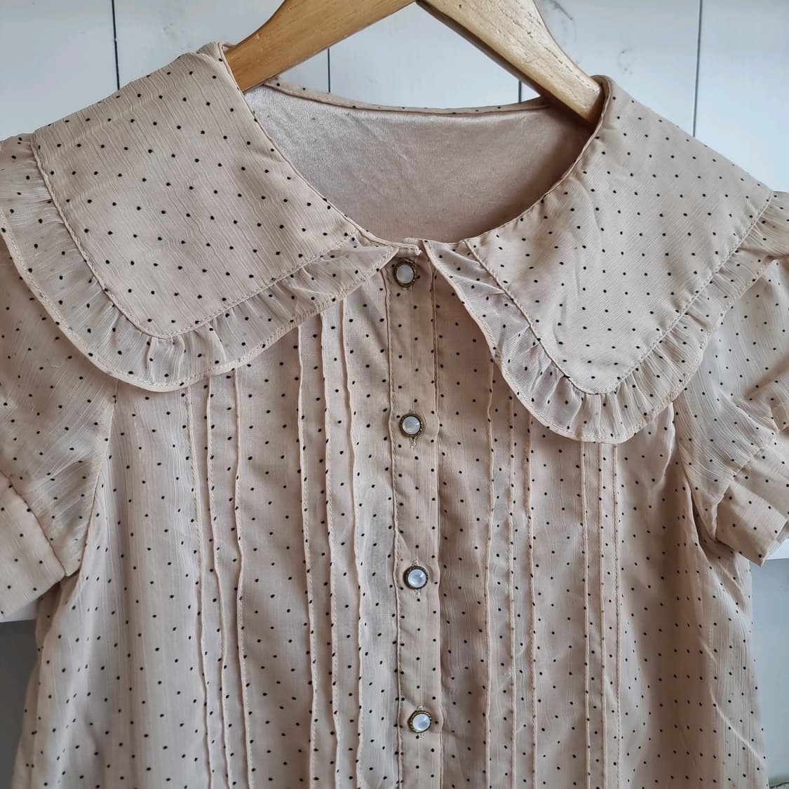 세일러카라 프릴 도트 블라우스 상품이미지3