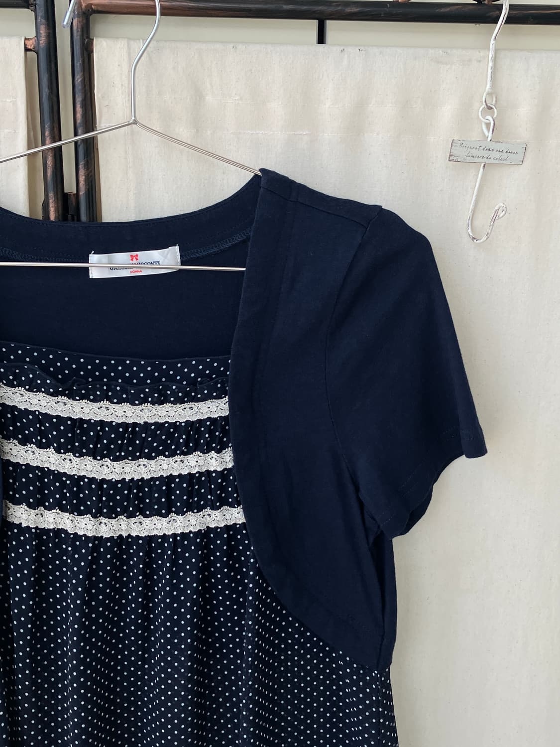 mori layered dot crochet shirring blouse 상품이미지7